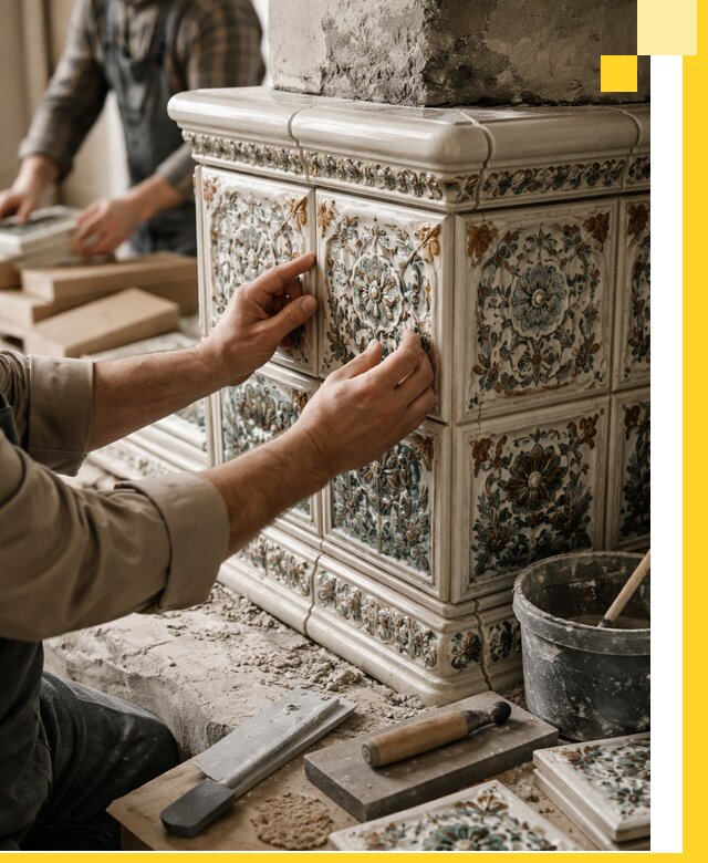 Изразцовые камины под ключ в Пушкине: проект и монтаж