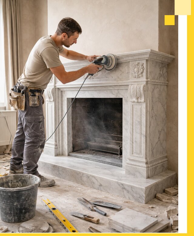 Изготовление и установка мраморных каминов в Пушкине под ключ