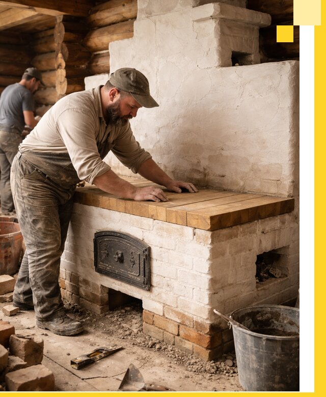 Проектирование и установка русской печи с лежанкой в Пушкине