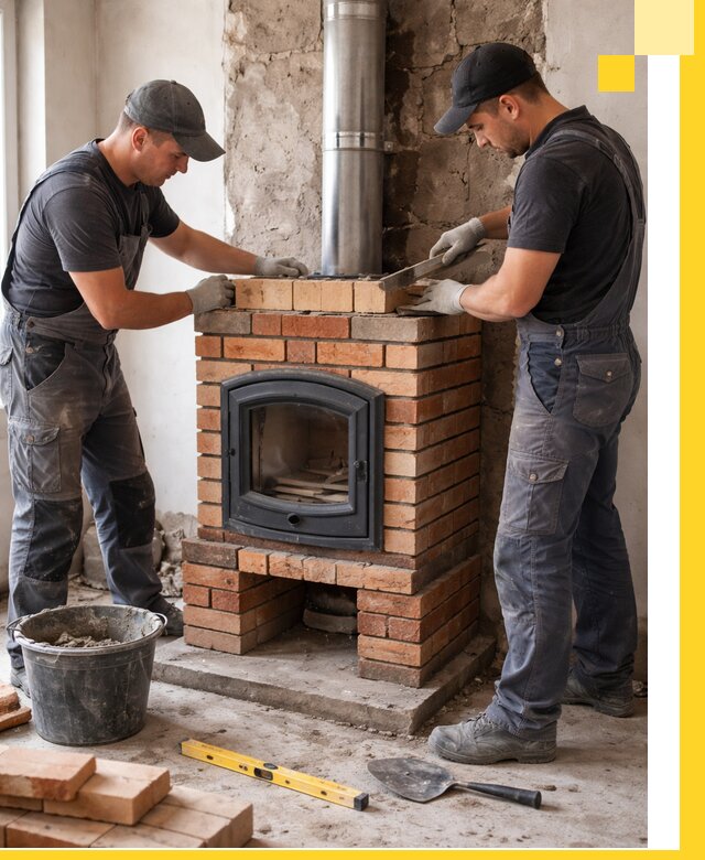 Монтаж печи камина под ключ в Пушкине с гарантией и пусконаладкой