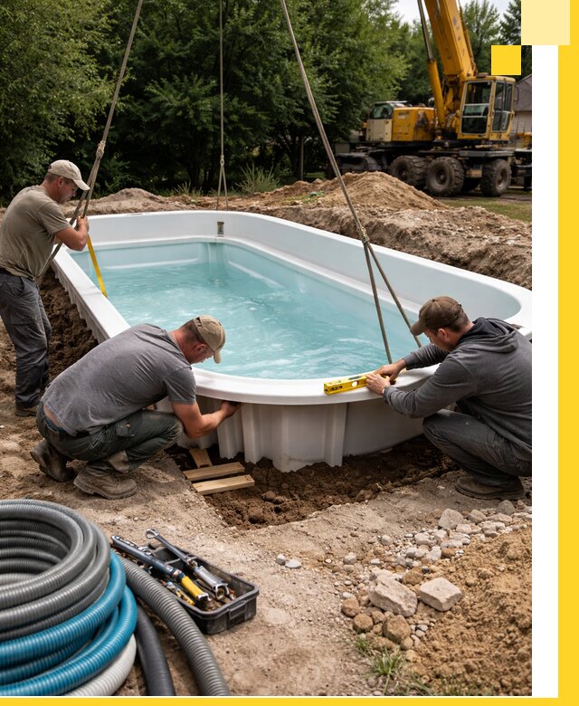 Установка и монтаж композитных бассейнов под ключ в Пушкине