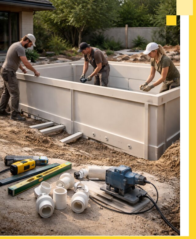 Установка полипропиленовых бассейнов под ключ в Пушкине