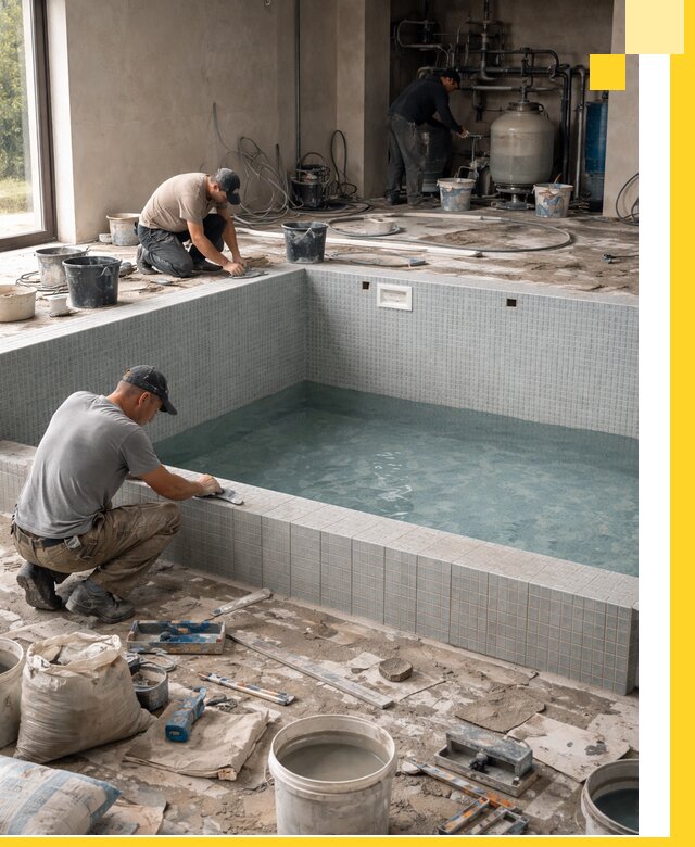 Строительство и монтаж бассейнов в помещении в Пушкине