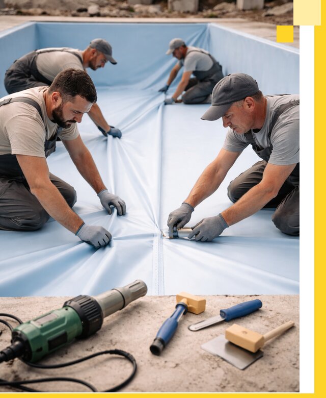 ПВХ пленка для бассейнов с монтажом и гарантией в Пушкине