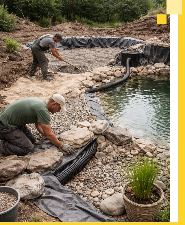 Строительство природных бассейнов и озер в Пушкине под ключ