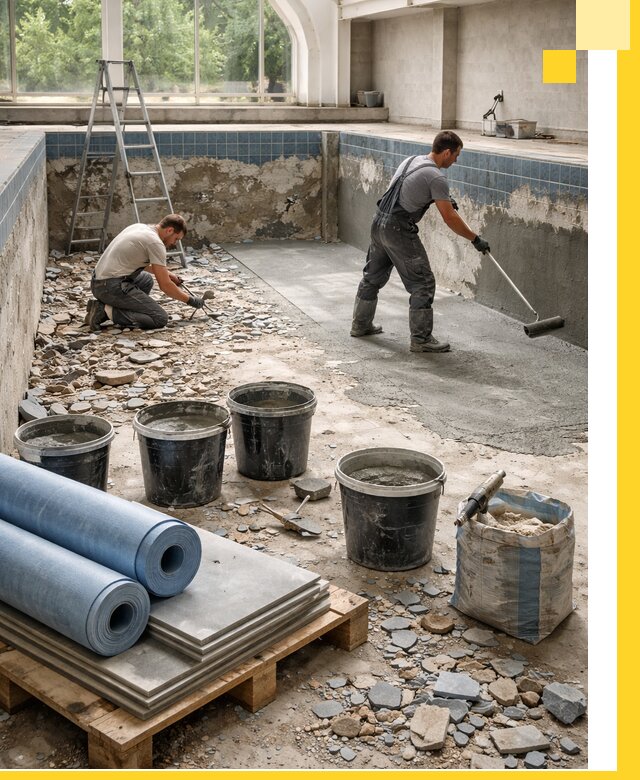 Реконструкция бассейнов в Пушкине: ремонт, гидроизоляция