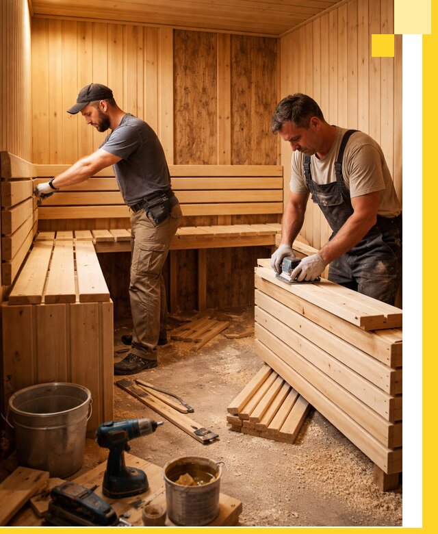 Профессиональный комплексный ремонт саун под ключ в Пушкине