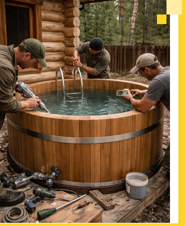 Строительство бань с купелью под ключ и отделкой в Пушкине