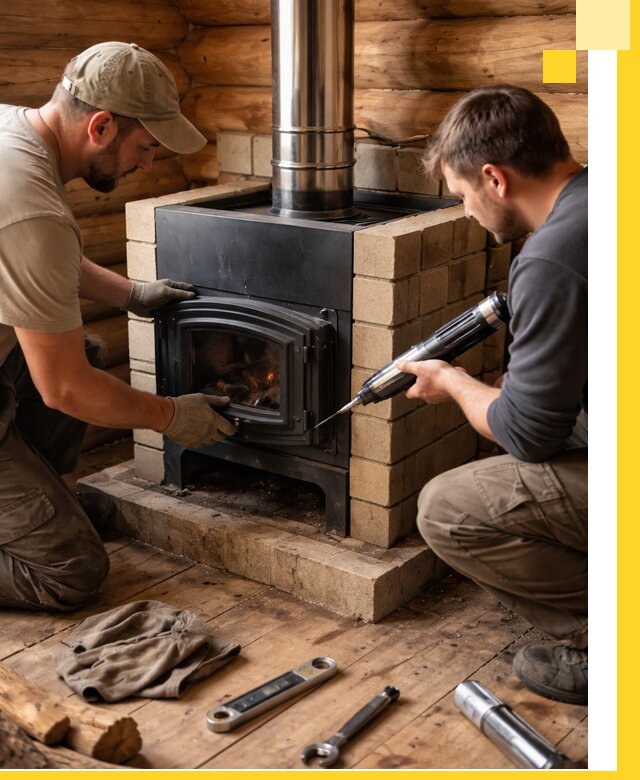 Монтаж и установка печи в бане под ключ с гарантией в Пушкине