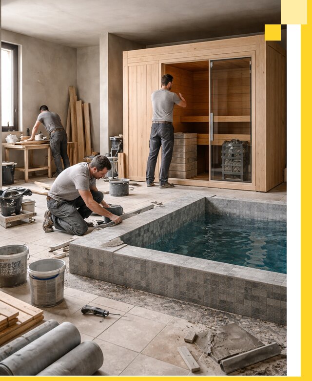 SPA зоны под ключ с бассейном сауной и печью в Пушкине